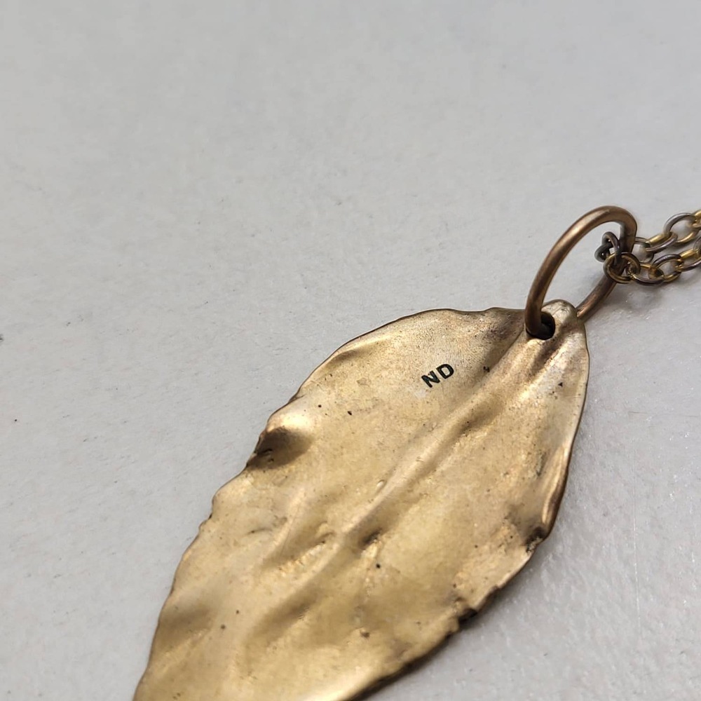 Vintage ND 18K Gold Plated Silver Leaf Pendant Necklace Gold Botanical - Picture 5 of 5